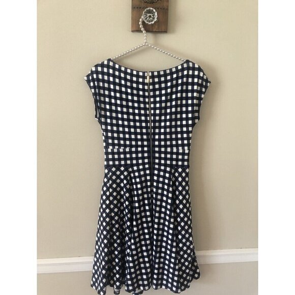 Kate Spade Womens Size S Gingham Ponte Fiorella Dress Blue White Fit Flare - Picture 4 of 6